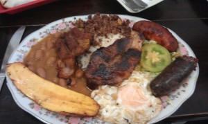 A bandeja paisa, typical dish of Antioquia and a carbohydrates overload... LOVE!!!